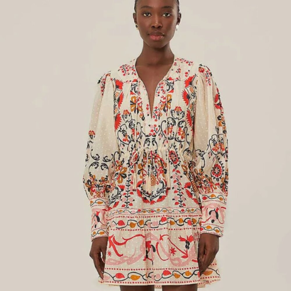 Farm Rio Cream Cashew Mandala Mini Dress